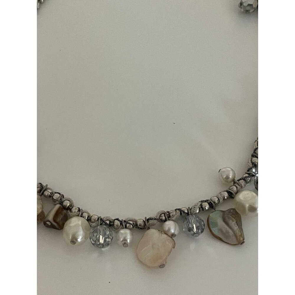 NWT Chico's Silver Tone Multi Design Beaded BIANCA Adjustable Necklace - Picture 3 of 5